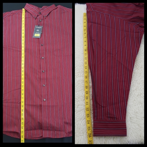 Roundtree & Yorke Silky Finish Stripe Dress Shirt - Picture 5 of 12